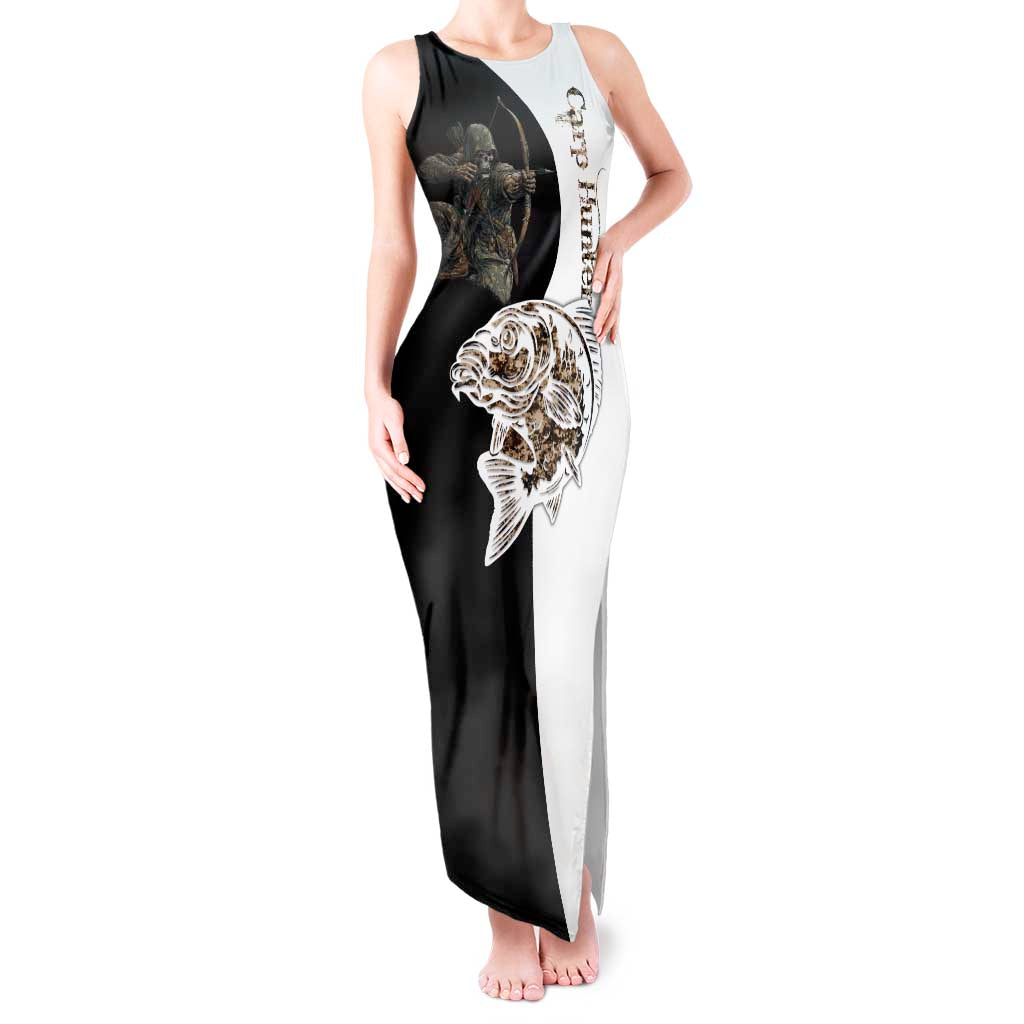 Carp Hunter Bowfishing Customize Name Tank Maxi Dress Camouflage Archer Graphic and Black White Split Layout - Wonder Print Shop