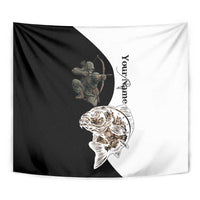 Carp Hunter Bowfishing Customize Name Tapestry Camouflage Archer Graphic and Black White Split Layout - Wonder Print Shop