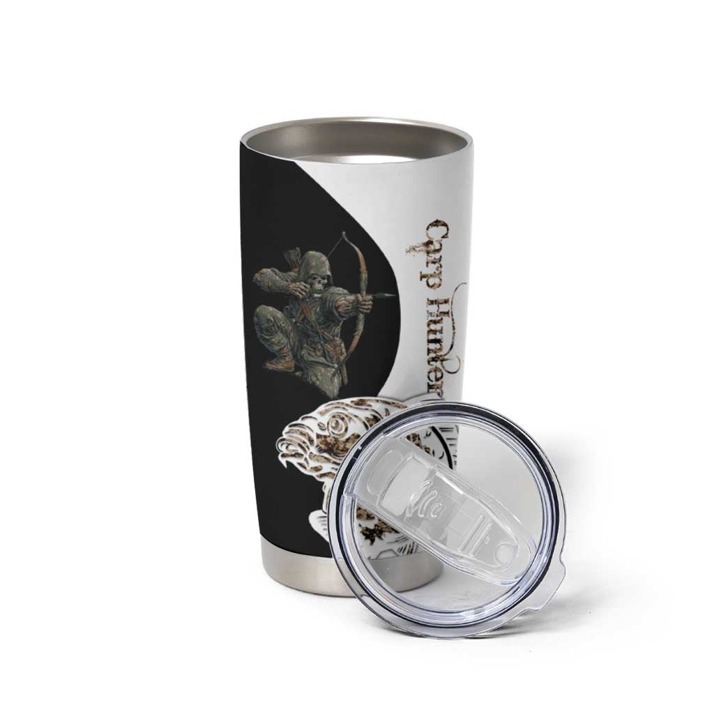 Carp Hunter Bowfishing Customize Name Tumbler Cup Camouflage Archer Graphic and Black White Split Layout - Wonder Print Shop