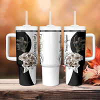 Carp Hunter Bowfishing Customize Name Tumbler With Handle Camouflage Archer Graphic and Black White Split Layout - Wonder Print Shop