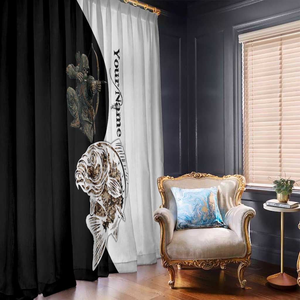 Carp Hunter Bowfishing Customize Name Window Curtain Camouflage Archer Graphic and Black White Split Layout - Wonder Print Shop