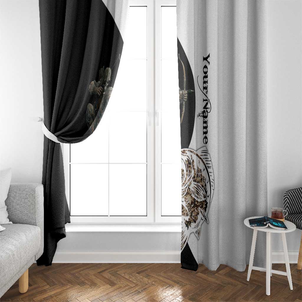 Carp Hunter Bowfishing Customize Name Window Curtain Camouflage Archer Graphic and Black White Split Layout - Wonder Print Shop