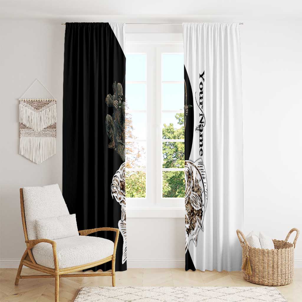 Carp Hunter Bowfishing Customize Name Window Curtain Camouflage Archer Graphic and Black White Split Layout - Wonder Print Shop