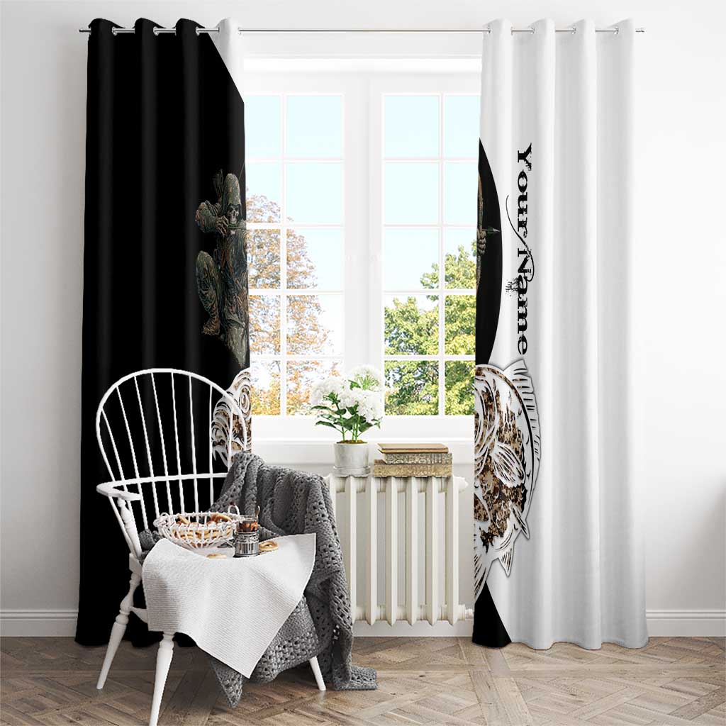 Carp Hunter Bowfishing Customize Name Window Curtain Camouflage Archer Graphic and Black White Split Layout - Wonder Print Shop