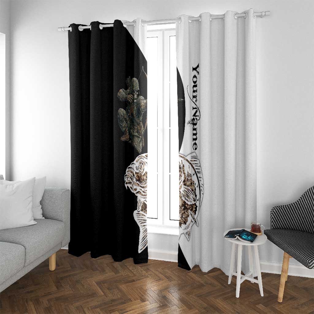 Carp Hunter Bowfishing Customize Name Window Curtain Camouflage Archer Graphic and Black White Split Layout - Wonder Print Shop