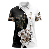 Carp Hunter Bowfishing Customize Name Women Polo Shirt Camouflage Archer Graphic and Black White Split Layout - Wonder Print Shop