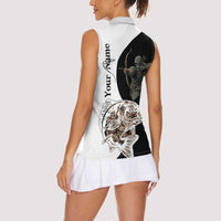 Carp Hunter Bowfishing Customize Name Women Sleeveless Polo Shirt Camouflage Archer Graphic and Black White Split Layout - Wonder Print Shop
