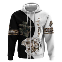 Carp Hunter Bowfishing Customize Name Zip Hoodie Camouflage Archer Graphic and Black White Split Layout - Wonder Print Shop