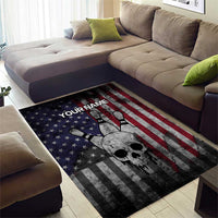 Personalized Skull Bowling Area Rug Distressed American Flag in Dark Grunge Design - Wonder Print Shop
