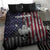 Personalized Skull Bowling Bedding Set Distressed American Flag in Dark Grunge Design - Wonder Print Shop