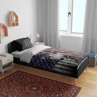 Personalized Skull Bowling Bedding Set Distressed American Flag in Dark Grunge Design - Wonder Print Shop
