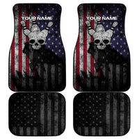 Personalized Skull Bowling Car Mats Distressed American Flag in Dark Grunge Design - Wonder Print Shop
