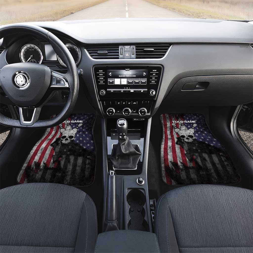 Personalized Skull Bowling Car Mats Distressed American Flag in Dark Grunge Design - Wonder Print Shop