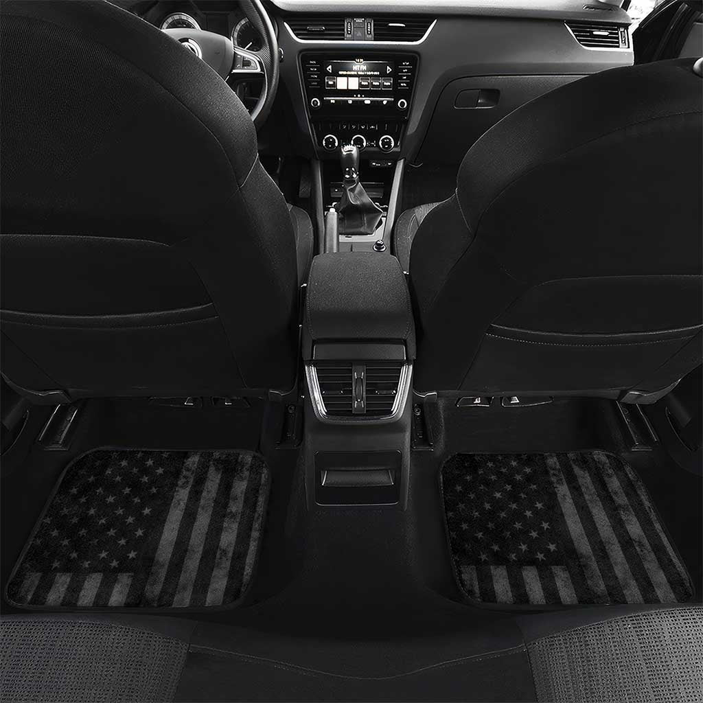 Personalized Skull Bowling Car Mats Distressed American Flag in Dark Grunge Design - Wonder Print Shop