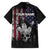 Personalized Skull Bowling Family Matching Off Shoulder Short Dress and Hawaiian Shirt Distressed American Flag in Dark Grunge Design - Wonder Print Shop
