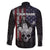 Personalized Skull Bowling Family Matching Off Shoulder Short Dress and Hawaiian Shirt Distressed American Flag in Dark Grunge Design - Wonder Print Shop