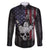 Personalized Skull Bowling Family Matching Puletasi and Hawaiian Shirt Distressed American Flag in Dark Grunge Design - Wonder Print Shop