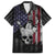 Personalized Skull Bowling Family Matching Summer Maxi Dress and Hawaiian Shirt Distressed American Flag in Dark Grunge Design - Wonder Print Shop