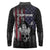 Personalized Skull Bowling Long Sleeve Polo Shirt Distressed American Flag in Dark Grunge Design - Wonder Print Shop