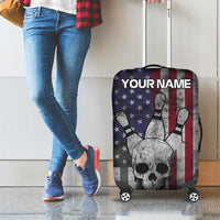 Personalized Skull Bowling Luggage Cover Distressed American Flag in Dark Grunge Design - Wonder Print Shop