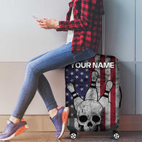 Personalized Skull Bowling Luggage Cover Distressed American Flag in Dark Grunge Design - Wonder Print Shop