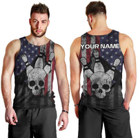 Personalized Skull Bowling Men Tank Top Distressed American Flag in Dark Grunge Design - Wonder Print Shop