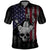 Personalized Skull Bowling Polo Shirt Distressed American Flag in Dark Grunge Design - Wonder Print Shop