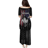 Personalized Skull Bowling Puletasi Distressed American Flag in Dark Grunge Design - Wonder Print Shop