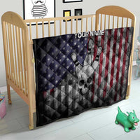 Personalized Skull Bowling Quilt Distressed American Flag in Dark Grunge Design - Wonder Print Shop