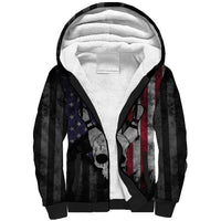 Personalized Skull Bowling Sherpa Hoodie Distressed American Flag in Dark Grunge Design - Wonder Print Shop