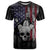 Personalized Skull Bowling T Shirt Distressed American Flag in Dark Grunge Design - Wonder Print Shop
