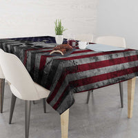 Personalized Skull Bowling Tablecloth Distressed American Flag in Dark Grunge Design - Wonder Print Shop