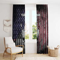 Personalized Skull Bowling Window Curtain Distressed American Flag in Dark Grunge Design - Wonder Print Shop