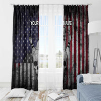 Personalized Skull Bowling Window Curtain Distressed American Flag in Dark Grunge Design - Wonder Print Shop