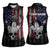 Personalized Skull Bowling Women Sleeveless Polo Shirt Distressed American Flag in Dark Grunge Design - Wonder Print Shop