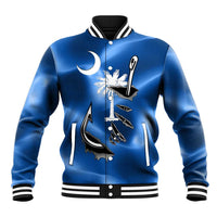 Fishing Custom South Carolina Flag Baseball Jacket Fish Hook Graphic in Blue Gradient Design - Wonder Print Shop