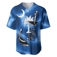 Fishing Custom South Carolina Flag Baseball Jersey Fish Hook Graphic in Blue Gradient Design - Wonder Print Shop