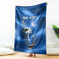 Fishing Custom South Carolina Flag Blanket Fish Hook Graphic in Blue Gradient Design - Wonder Print Shop