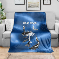 Fishing Custom South Carolina Flag Blanket Fish Hook Graphic in Blue Gradient Design - Wonder Print Shop