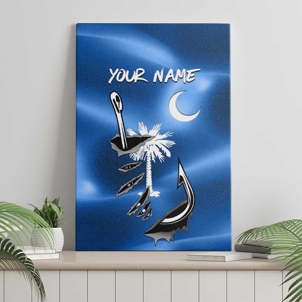 Fishing Custom South Carolina Flag Canvas Wall Art Fish Hook Graphic in Blue Gradient Design - Wonder Print Shop
