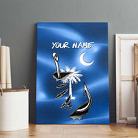 Fishing Custom South Carolina Flag Canvas Wall Art Fish Hook Graphic in Blue Gradient Design - Wonder Print Shop