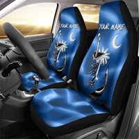 Fishing Custom South Carolina Flag Car Seat Cover Fish Hook Graphic in Blue Gradient Design - Wonder Print Shop