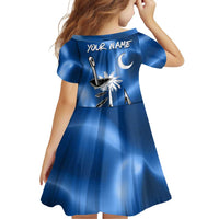 Fishing Custom South Carolina Flag Family Matching Off Shoulder Short Dress and Hawaiian Shirt Fish Hook Graphic in Blue Gradient Design - Wonder Print Shop