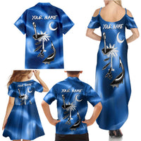 Fishing Custom South Carolina Flag Family Matching Summer Maxi Dress and Hawaiian Shirt Fish Hook Graphic in Blue Gradient Design - Wonder Print Shop