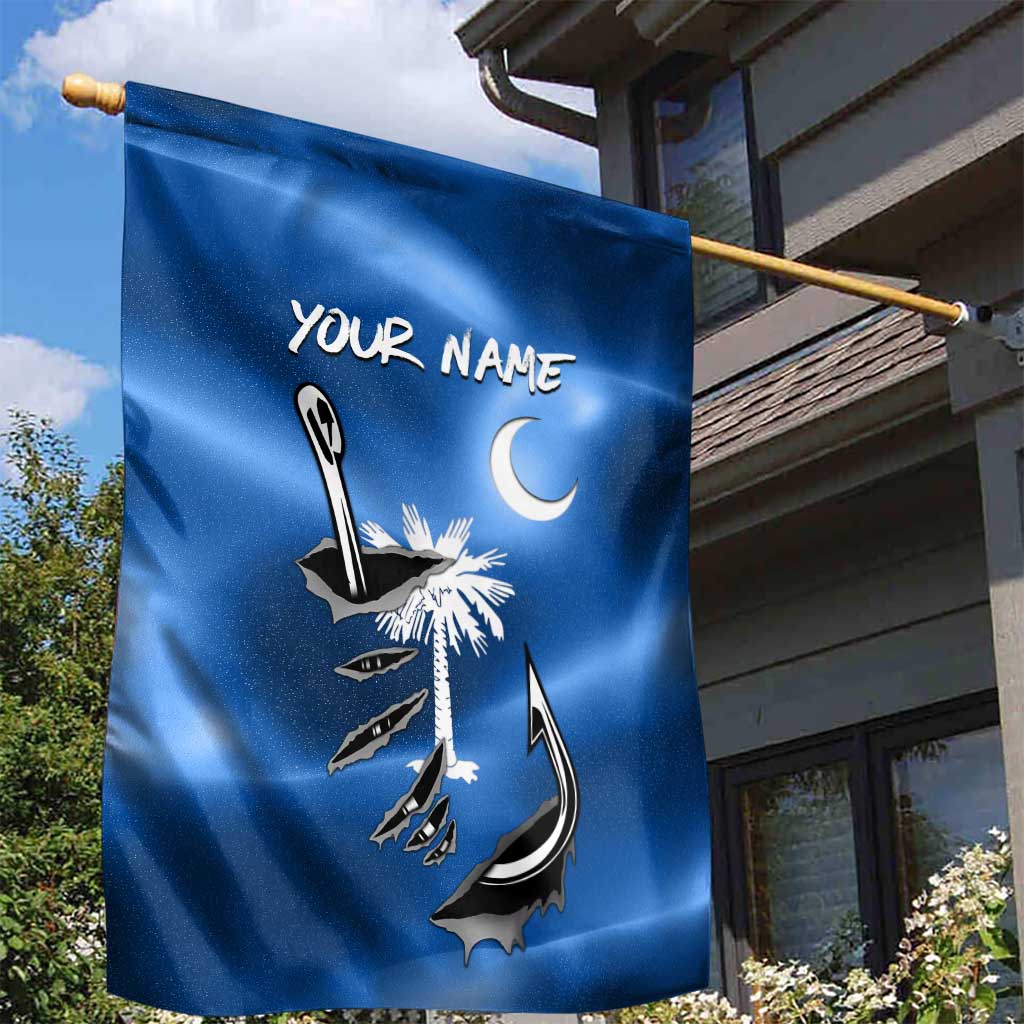 Fishing Custom South Carolina Flag Garden Flag Fish Hook Graphic in Blue Gradient Design - Wonder Print Shop