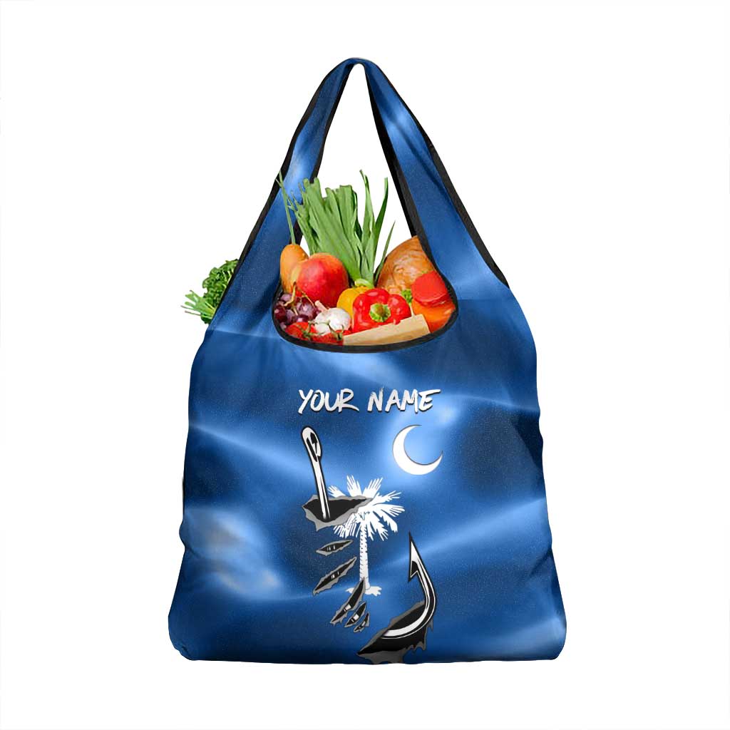 Fishing Custom South Carolina Flag Grocery Bag Fish Hook Graphic in Blue Gradient Design - Wonder Print Shop