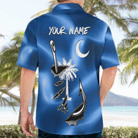 Fishing Custom South Carolina Flag Hawaiian Shirt Fish Hook Graphic in Blue Gradient Design - Wonder Print Shop