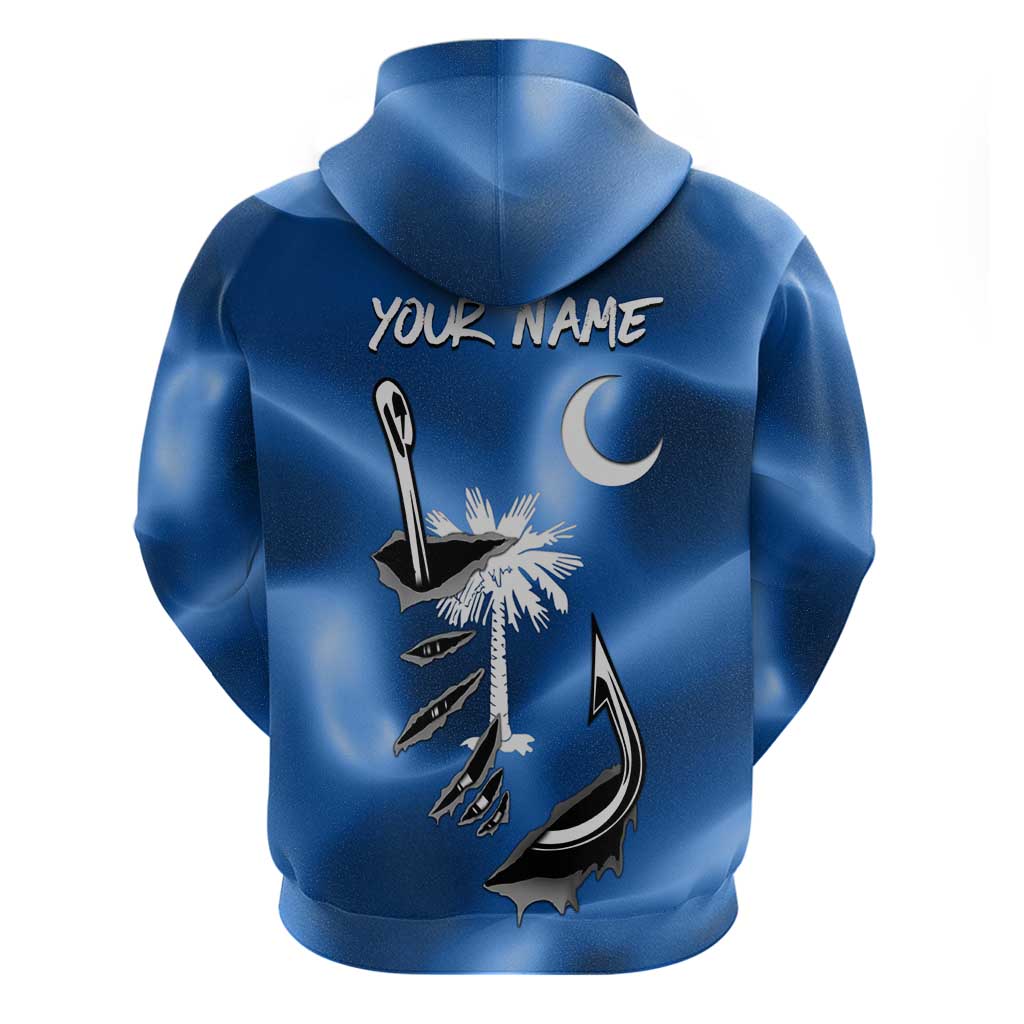 Fishing Custom South Carolina Flag Hoodie Fish Hook Graphic in Blue Gradient Design - Wonder Print Shop