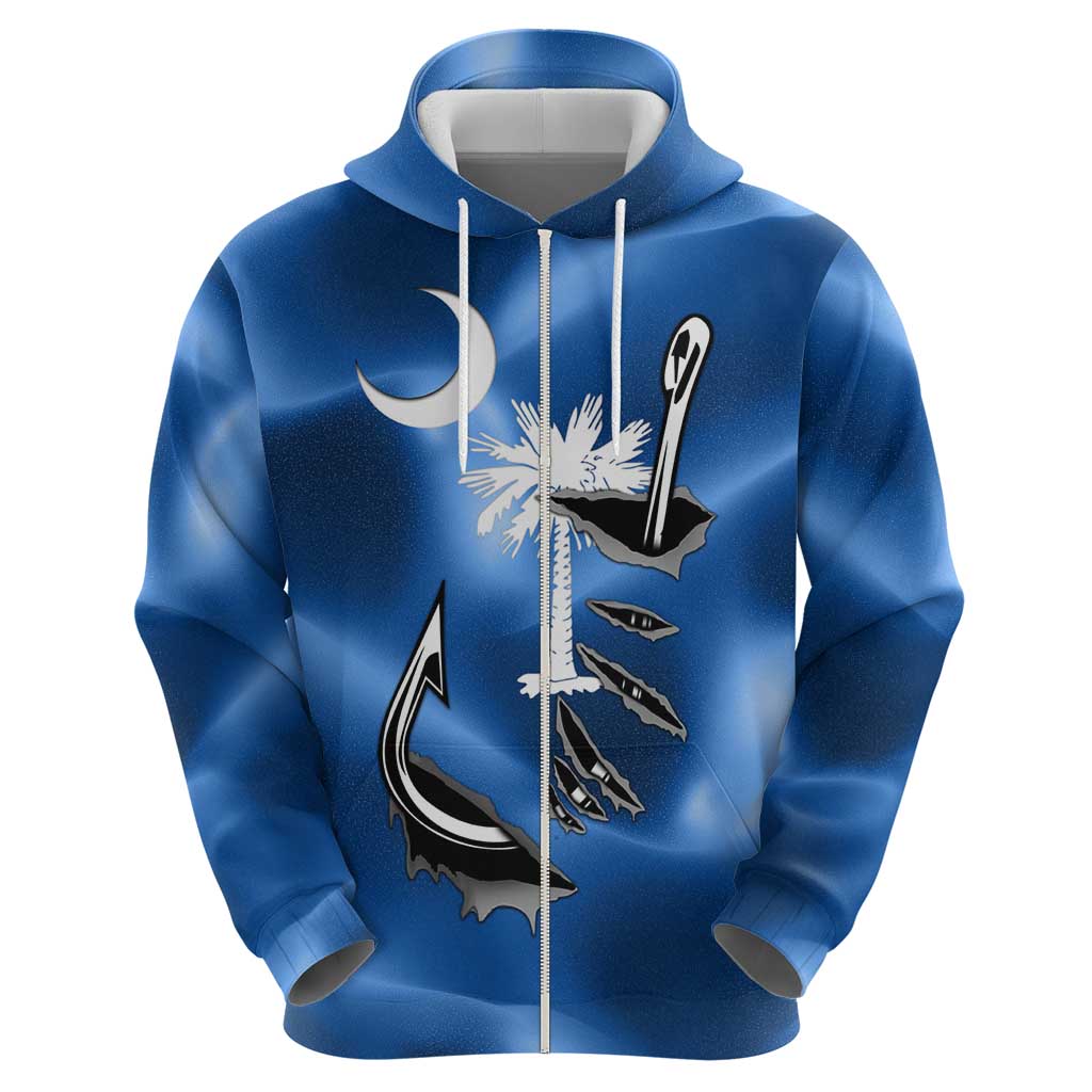 Fishing Custom South Carolina Flag Hoodie Fish Hook Graphic in Blue Gradient Design - Wonder Print Shop