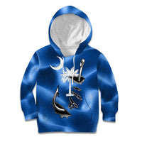 Fishing Custom South Carolina Flag Kid Hoodie Fish Hook Graphic in Blue Gradient Design - Wonder Print Shop